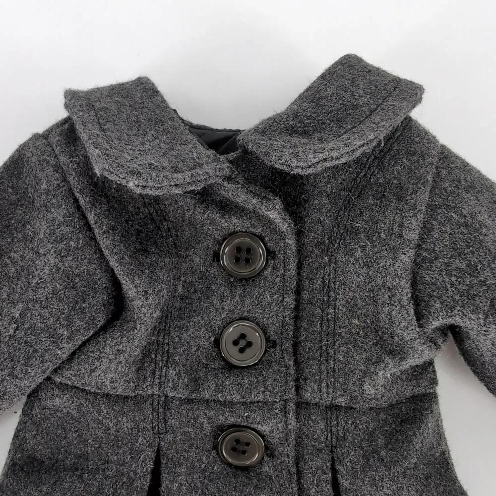 Unbranded Gray Grey Button Down Doll Long Sleeve Winter Coat for 18
